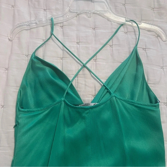 Zara Kelly Green Knotted Slip Dress Size Small - Picture 6 of 10